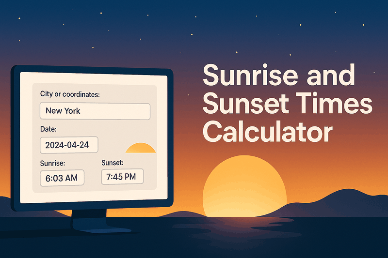 Sunrise and Sunset Times Calculator