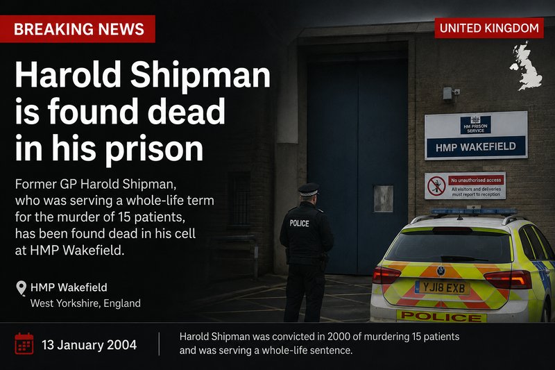 Serial killer Harold Shipman is found dead in his prison cell