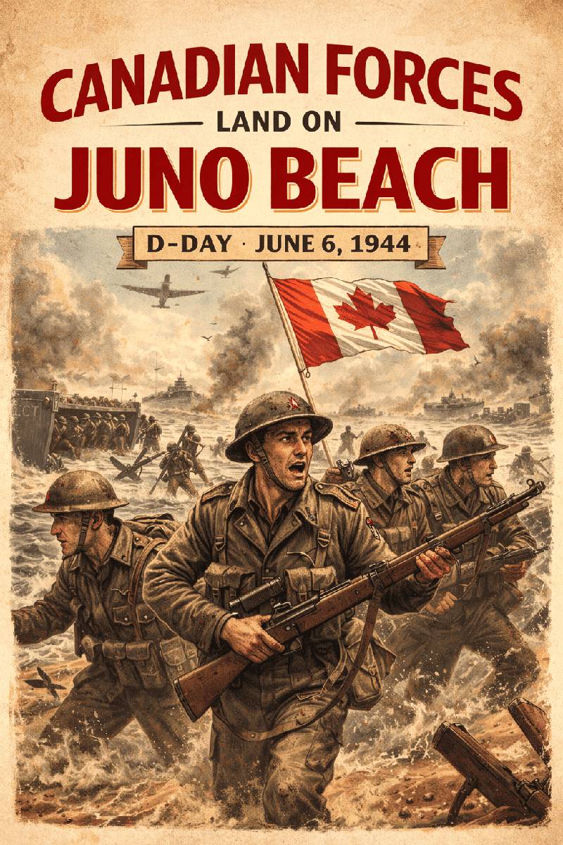 Canadian forces land on Juno Beach during D-Day