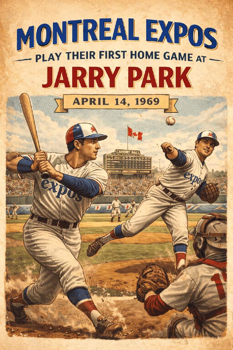 Montreal Expos play their first home game at Jarry Park