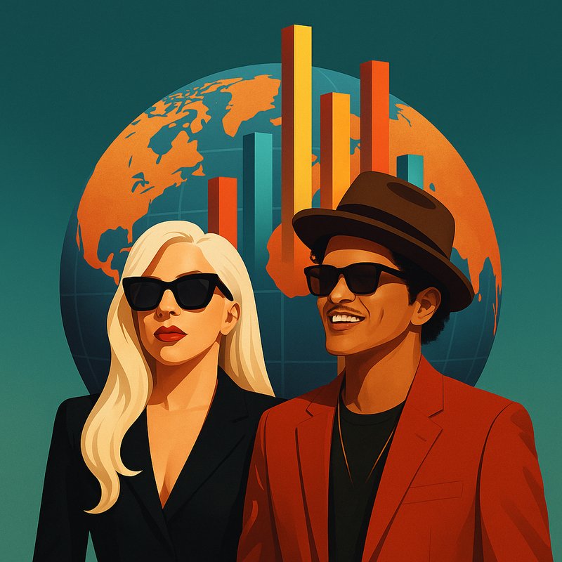 Lady Gaga and Bruno Mars Dominate Global Charts