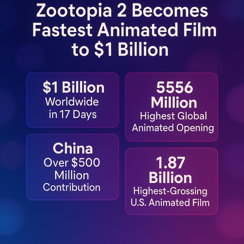 Zootopia 2 Becomes Fastest Animated Film to $1 Billion